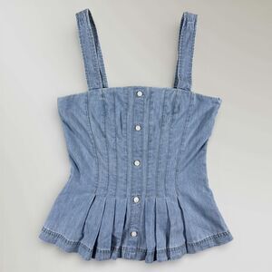 VERONICA BEARD Womens Laura Denim Top Cold Water Blue Square Neck Tank Sz 00